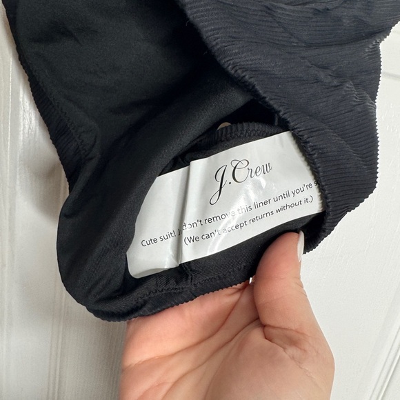 J. Crew NWT Black Ribbed High Rise Cheeky Bikini Bottom Size M - Picture 4 of 8